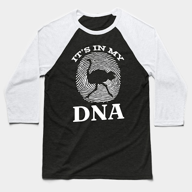 Ostrich It`s In My DNA Fingerprint Ostrich Baseball T-Shirt by Shirtjaeger